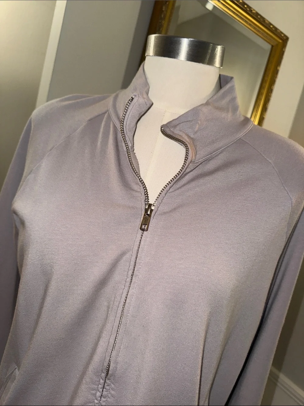 Monrow Lavender Crewneck Zip Jacket  Medium NWT